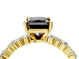 Yellow gold Fancy Black Radiant Cut Diamond Solitaire with Side Stones, Pave Band, Four-Prong Setting_40