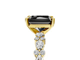 Yellow gold Fancy Black Radiant Cut Diamond Solitaire with Side Stones, Pave Band, Four-Prong Setting_41