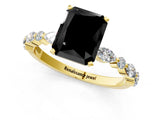 Yellow gold Fancy Black Radiant Cut Diamond Solitaire with Side Stones on a Pavé Band and Four-Prong Setting_1