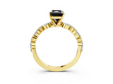 Yellow gold Fancy Black Radiant Cut Diamond Solitaire with Side Stones on a Pavé Band and Four-Prong Setting_3