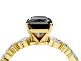 Yellow gold Fancy Black Radiant Cut Diamond Solitaire with Side Stones on a Pavé Band and Four-Prong Setting_4