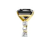 Yellow gold Fancy Black Radiant Cut Diamond Solitaire with Side Stones on a Pavé Band and Four-Prong Setting_5