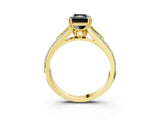 Yellow gold Fancy Black Radiant Cut Diamond Split Shank Engagement Ring with Pavé Band_3