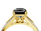 Yellow gold Fancy Black Radiant Cut Diamond Split Shank Engagement Ring with Pavé Band_4