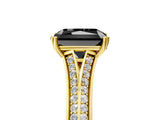 Yellow gold Fancy Black Radiant Cut Diamond Split Shank Engagement Ring with Pavé Band_5