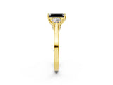 Yellow gold Fancy Black Radiant Cut Diamond Three-Stone Engagement Ring with Prong Setting and Pavé Band_2