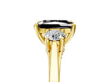 Yellow gold Fancy Black Radiant Cut Diamond Three-Stone Engagement Ring with Prong Setting and Pavé Band_5