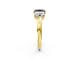Yellow gold Fancy Black Radiant Cut Diamond Three-Stone Ring with Four-Prong Setting and Classic Band_2