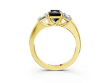 Yellow gold Fancy Black Radiant Cut Diamond Three-Stone Ring with Four-Prong Setting and Classic Band_3
