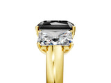 Yellow gold Fancy Black Radiant Cut Diamond Three-Stone Ring with Four-Prong Setting and Classic Band_5