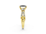Yellow gold Fancy Black Radiant Cut Diamond Three-Stone Ring with Pavé Split Shank and Four-Prong Setting_2