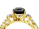 Yellow gold Fancy Black Radiant Cut Diamond Three-Stone Ring with Pavé Split Shank and Four-Prong Setting_4