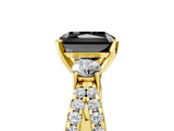 Yellow gold Fancy Black Radiant Cut Diamond Three-Stone Ring with Pavé Split Shank and Four-Prong Setting_5