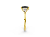 Yellow gold Fancy Black Radiant Cut Diamond Three-Stone Ring with Pear Side Stones and Four-Prong Setting_26