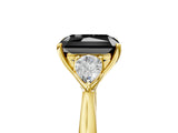 Yellow gold Fancy Black Radiant Cut Diamond Three-Stone Ring with Pear Side Stones and Four-Prong Setting_29