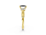 Yellow gold Fancy Black Radiant Cut Diamond Three-Stone Ring with Prong Setting and Pavé Band_2