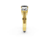 Yellow gold Fancy Black Radiant Cut Diamond Three-Stone Ring with Prong Setting and Textured Band_9