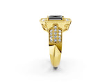 Yellow gold Fancy Black Radiant Cut Halo Diamond Engagement Ring with Pave Split Shank and Four-Prong Setting_2