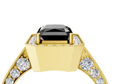 Yellow gold Fancy Black Radiant Cut Halo Diamond Engagement Ring with Split Shank Band and Four-Prong Setting_4