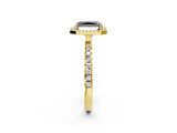 Yellow gold Fancy Black Radiant Cut Halo Diamond Pave Band with Prong Setting_2