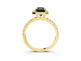 Yellow gold Fancy Black Radiant Cut Halo Diamond Pave Band with Prong Setting_3