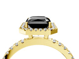 Yellow gold Fancy Black Radiant Cut Halo Diamond Pave Band with Prong Setting_4