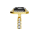 Yellow gold Fancy Black Radiant Cut Halo Diamond Pave Band with Prong Setting_5