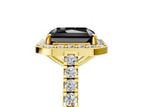 Yellow gold Fancy Black Radiant Cut Halo Diamond Ring with Pavé Band and Three-Prong Setting_5
