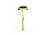 Yellow gold Fancy Black Radiant Cut Halo Diamond Ring with Solitaire Band and Prong Setting_2