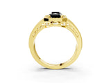 Yellow gold Fancy Black Radiant Cut Halo Diamond Split Shank Ring with Prong Setting_3