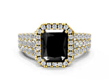 Yellow gold Fancy Black Radiant Cut Halo Pavé Diamond Engagement Ring with Split Shank and Four-Prong Setting_3