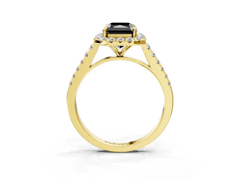 Yellow gold Fancy Black Radiant Cut Halo Pave Diamond Engagement Ring with Four-Prong Setting_3