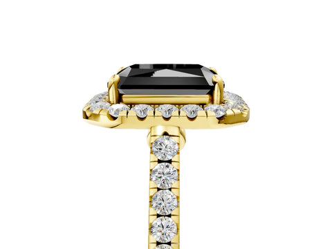 Yellow gold Fancy Black Radiant Cut Halo Pave Diamond Engagement Ring with Four-Prong Setting_5