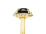 Yellow gold Fancy Black Radiant Cut Halo Round Diamond Solitaire Engagement Ring with Pave Band and Four-Prong Setting_17