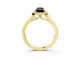 Yellow gold Fancy Black Radiant Cut Halo Round Diamond Solitaire Ring with Pavé Band and Four-Prong Setting_3
