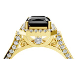 Yellow gold Fancy Black Radiant Cut Halo Round Diamond Twist Band with Four-Prong Setting_4