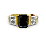 Yellow gold Fancy Black Radiant Cut Solitaire Baguette Side Stone Channel Set Engagement Ring