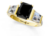 Yellow gold Fancy Black Radiant Cut Solitaire Baguette Side Stone Channel Set Engagement Ring_1