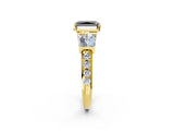 Yellow gold Fancy Black Radiant Cut Solitaire Baguette Side Stone Channel Set Engagement Ring_2