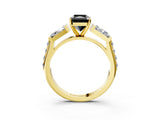 Yellow gold Fancy Black Radiant Cut Solitaire Baguette Side Stone Channel Set Engagement Ring_3