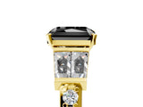 Yellow gold Fancy Black Radiant Cut Solitaire Baguette Side Stone Channel Set Engagement Ring_5