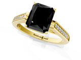 Yellow gold Fancy Black Radiant Cut Solitaire Cathedral Diamond Engagement Ring with Channel-Set Band and Four-Prong Setting_4