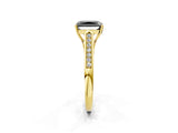 Yellow gold Fancy Black Radiant Cut Solitaire Cathedral Diamond Engagement Ring with Channel-Set Band and Four-Prong Setting_5