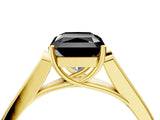 Yellow gold Fancy Black Radiant Cut Solitaire Cathedral Diamond Engagement Ring with Channel-Set Band and Four-Prong Setting_7