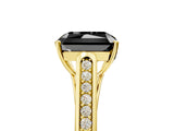 Yellow gold Fancy Black Radiant Cut Solitaire Cathedral Diamond Engagement Ring with Channel-Set Band and Four-Prong Setting_8
