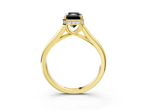 Yellow gold Fancy Black Radiant Cut Solitaire Diamond Engagement Ring with Four-Prong Setting and Tapered Band_3