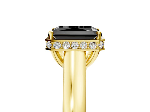 Yellow gold Fancy Black Radiant Cut Solitaire Diamond Engagement Ring with Four-Prong Setting and Tapered Band_5
