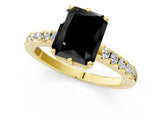 Yellow gold Fancy Black Radiant Cut Solitaire Diamond Engagement Ring with Pavé Band and Six-Prong Setting_13