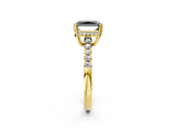 Yellow gold Fancy Black Radiant Cut Solitaire Diamond Engagement Ring with Pavé Band and Six-Prong Setting_14