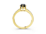 Yellow gold Fancy Black Radiant Cut Solitaire Diamond Engagement Ring with Pavé Band and Six-Prong Setting_15